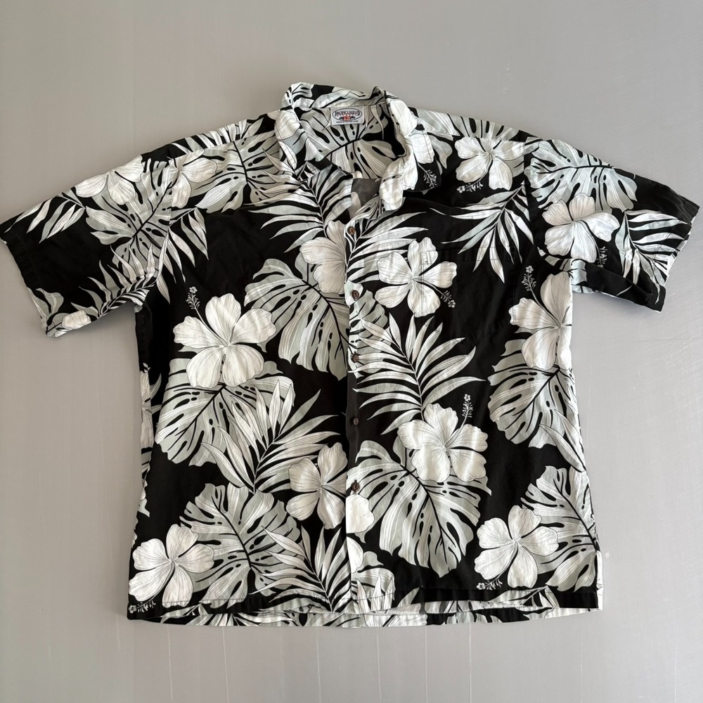 Vtg Pacific Legend Open Collar‎ Hawaiian Shirt Floral Print Size 2XL Made in USA